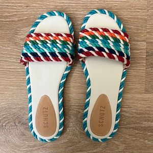 Schutz Multi Color Slide Sandals Size 7